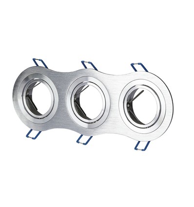 3xGU10 Einbaustrahler - Rund, Aluminium gebürstet, IP20 Innenbereich, ohne Leuchtmittel