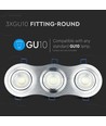 3xGU10 Einbaustrahler - Rund, Aluminium gebürstet, IP20 Innenbereich, ohne Leuchtmittel