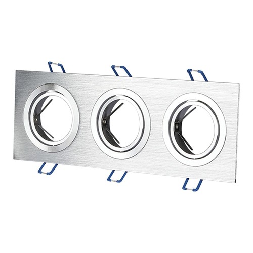 3xGU10 Einbaustrahler, quadratisch - Aluminium gebürstet, Aluminiumguss, ohne Leuchtmittel