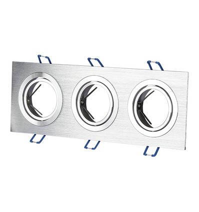 3xGU10 Einbaustrahler, quadratisch - Aluminium gebürstet, Aluminiumguss, ohne Leuchtmittel