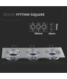 3xGU10 Einbaustrahler, quadratisch - Aluminium gebürstet, Aluminiumguss, ohne Leuchtmittel