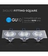 3xGU10 Einbaustrahler, quadratisch - Aluminium gebürstet, Aluminiumguss, ohne Leuchtmittel