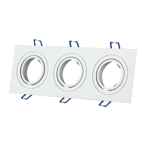 3-fach quadratischer Einbaustrahler für 3x GU10 - Weiß, Aluminium, IP20 Innenbereich, Ausschnitt: 235x75mm, Maße: 255x91mm