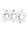 3-fach quadratischer Einbaustrahler für 3x GU10 - Weiß, Aluminium, IP20 Innenbereich, Ausschnitt: 235x75mm, Maße: 255x91mm