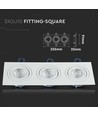 3-fach quadratischer Einbaustrahler für 3x GU10 - Weiß, Aluminium, IP20 Innenbereich, Ausschnitt: 235x75mm, Maße: 255x91mm