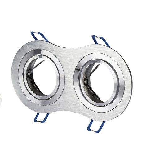 Doppel-GU10 Einbaustrahler - Rund, Aluminium gebürstet, schwenkbar, ohne Leuchtmittel