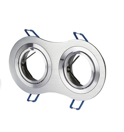 Doppel-GU10 Einbaustrahler - Rund, Aluminium gebürstet, schwenkbar, ohne Leuchtmittel