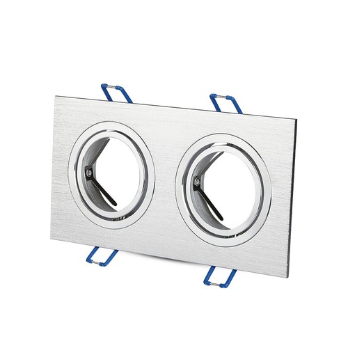 Doppel GU10 Einbaustrahler, eckig - Aluminium gebürstet, IP20 Innenbereich, Ausschnitt: 155 x 75 mm