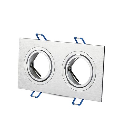 Doppel GU10 Einbaustrahler, eckig - Aluminium gebürstet, IP20 Innenbereich, Ausschnitt: 155 x 75 mm