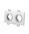 Doppel GU10 Einbaustrahler, eckig - Aluminium gebürstet, IP20 Innenbereich, Ausschnitt: 155 x 75 mm