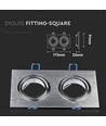 Doppel GU10 Einbaustrahler, eckig - Aluminium gebürstet, IP20 Innenbereich, Ausschnitt: 155 x 75 mm
