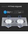 Doppel GU10 Einbaustrahler, eckig - Aluminium gebürstet, IP20 Innenbereich, Ausschnitt: 155 x 75 mm