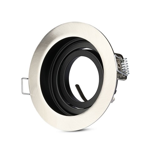 GU10 Einbaustrahler, tiefes Design - Rund, Satin-Nickel, Loch: Ø9 cm, Maße: Ø10 cm