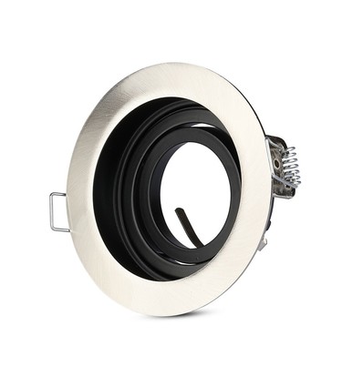 GU10 Einbaustrahler, tiefes Design - Rund, Satin-Nickel, Loch: Ø9 cm, Maße: Ø10 cm