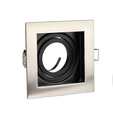 GU10 Einbaustrahler, quadratisch - Satin-Nickel, 100x100mm, ohne Leuchtmittel