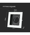 GU10 Einbaustrahler, quadratisch - Weiß, Aluminium, Ausschnitt: 90x90 mm, Maße: 100x100 mm, ohne Leuchtmittel