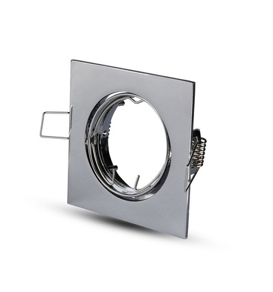 GU10 Einbaustrahler Quadratisch - Chrom, IP20 Innenbereich, Ausschnitt: Ø7,4 cm, ohne Leuchtmittel