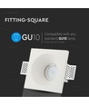 GU10 Downlight für Gipskartondecken zum Einspachteln - Exkl. Leuchtmittel und Fassung, 12x12cm, quadratisch, vertieft