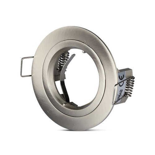 GU10 Einbaustrahler - Satin-Nickel, rund, Aluminium, Ausschnitt: Ø7,3 cm, Maße: Ø8,1 cm