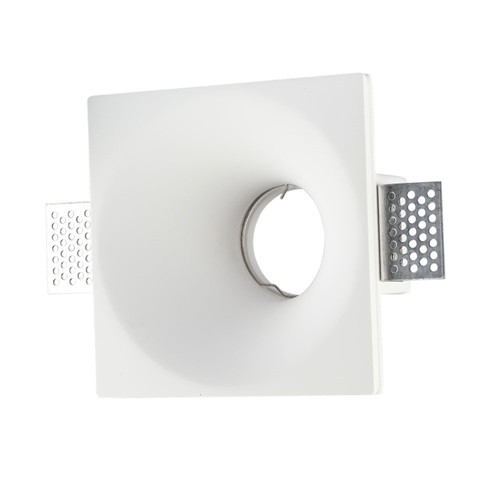 Quadratischer weißer Gips Einbaustrahler - Für GU10, 121 x 121 mm, IP20 Innenbereich, überstreichbar