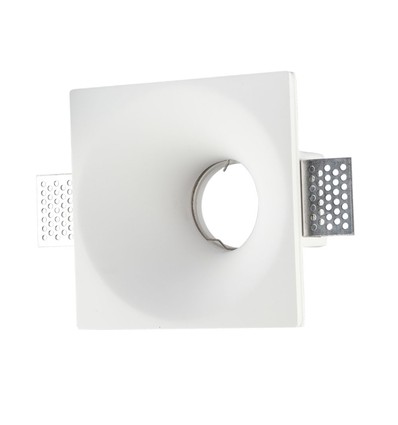 Quadratischer weißer Gips Einbaustrahler - Für GU10, 121 x 121 mm, IP20 Innenbereich, überstreichbar