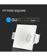 Quadratischer weißer Gips Einbaustrahler - Für GU10, 121 x 121 mm, IP20 Innenbereich, überstreichbar