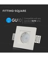 GU10 Gips Einbaustrahler, quadratisch - Weiß, ohne Leuchtmittel, Ausschnitt: 10,3 x 10,3 cm, IP20