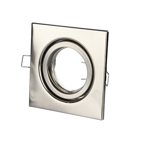 GU10 Einbaustrahler - Satin Nickel, quadratisch, Ausschnitt: Ø7,4 cm, Ferrum