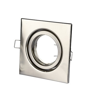GU10 Einbaustrahler - Satin Nickel, quadratisch, Ausschnitt: Ø7,4 cm, Ferrum