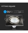 GU10 Einbaustrahler - Satin Nickel, quadratisch, Ausschnitt: Ø7,4 cm, Ferrum