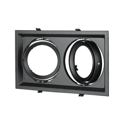 Doppel-Einbaustrahler für 2x AR111 - Schwarz, Aluminium, 32,5 x 17,4 cm, IP20, ohne Leuchtmittel