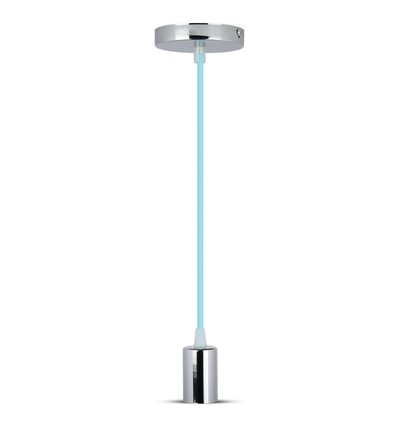 E27 Chrom Metall Cup Pendelleuchte - Hellblau