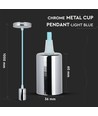 E27 Chrom Metall Cup Pendelleuchte - Hellblau