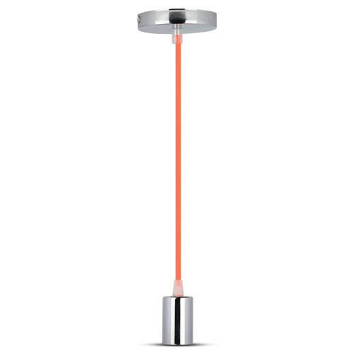 E27 Pendelaufhängung in Chrom mit orangefarbenem Kabel - Ø3,6 cm, ohne Leuchtmittel, IP20