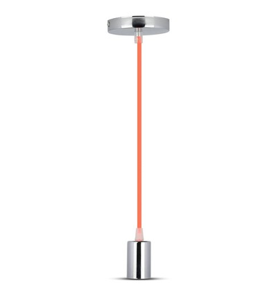 E27 Pendelaufhängung in Chrom mit orangefarbenem Kabel - Ø3,6 cm, ohne Leuchtmittel, IP20