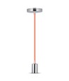 E27 Pendelaufhängung in Chrom mit orangefarbenem Kabel - Ø3,6 cm, ohne Leuchtmittel, IP20