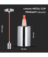 E27 Pendelaufhängung in Chrom mit orangefarbenem Kabel - Ø3,6 cm, ohne Leuchtmittel, IP20