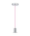 Chrome Pendelaufhängung mit rosa Kabel - E27 Fassung, Metallbaldachin, ohne Leuchtmittel