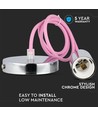 Chrome Pendelaufhängung mit rosa Kabel - E27 Fassung, Metallbaldachin, ohne Leuchtmittel