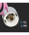 Chrome Pendelaufhängung mit rosa Kabel - E27 Fassung, Metallbaldachin, ohne Leuchtmittel