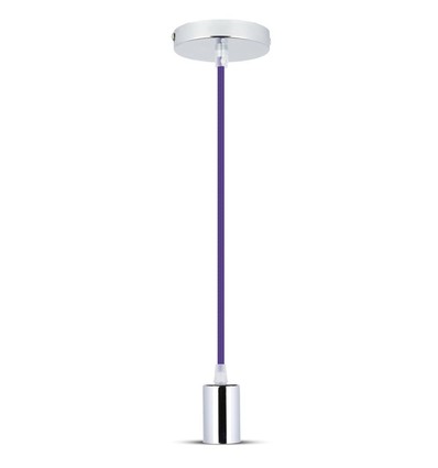 E27 Pendelaufhängung in Chrom mit lila Kabel - Ø3,6 cm, 5 Jahre Garantie, ohne Leuchtmittel