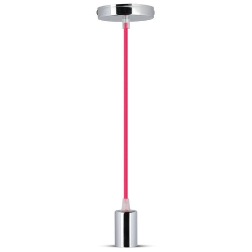 E27 Pendelaufhängung in Chrom mit rotem Kabel - 1m, Metallfassung