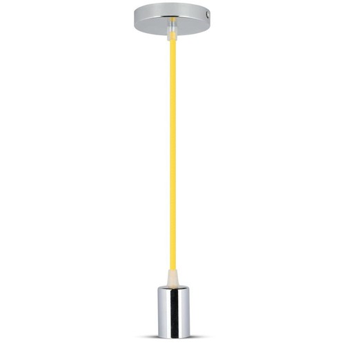 E27 Pendelaufhängung in Chrom mit gelbem Kabel - Ohne Leuchtmittel, modernes Design