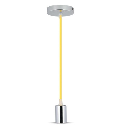 E27 Pendelaufhängung in Chrom mit gelbem Kabel - Ohne Leuchtmittel, modernes Design