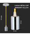 E27 Pendelaufhängung in Chrom mit gelbem Kabel - Ohne Leuchtmittel, modernes Design
