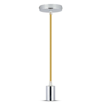 E27 Pendelaufhängung in Chrom mit beige Kabel - Max. 60W, Ø3,6cm, ohne Leuchtmittel