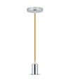 E27 Pendelaufhängung in Chrom mit beige Kabel - Max. 60W, Ø3,6cm, ohne Leuchtmittel
