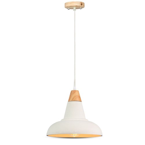 Ø29cm Pendelleuchte aus Beton und Holz - E27 Fassung, 1m Kabel, IP20 Innenbereich