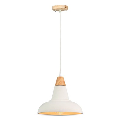 Ø29cm Pendelleuchte aus Beton und Holz - E27 Fassung, 1m Kabel, IP20 Innenbereich