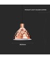 E27 Pendelaufhängung in Roségold, Vintage Design - Max. 60W, 1m Kabel, Ø22cm, ohne Leuchtmittel